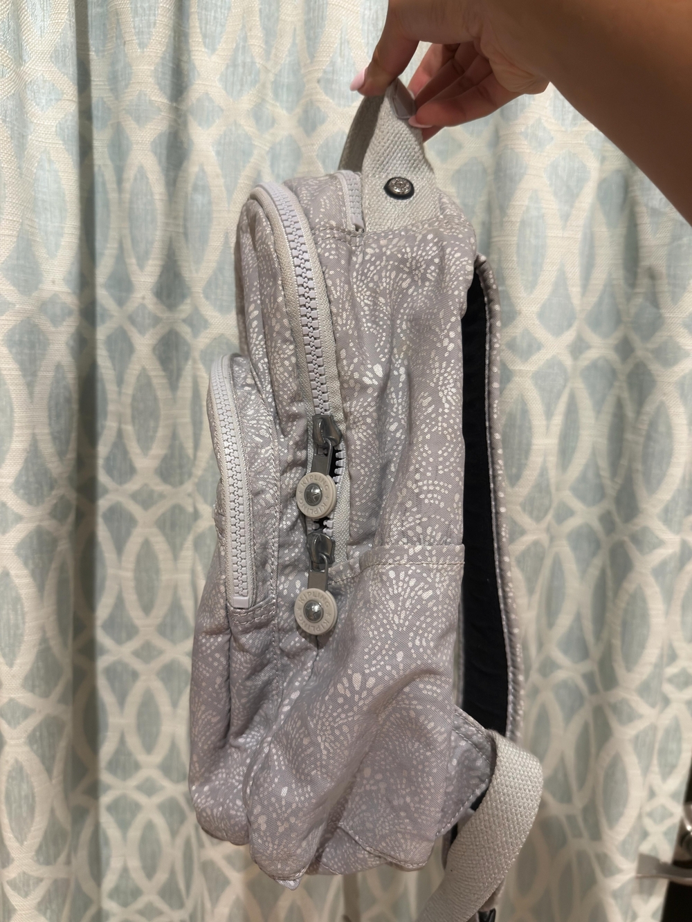 Kipling Light Gray Patterned Small Backpack - Picture 2 of 3